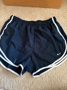 Nike Navy and White Women's Athletic Shorts